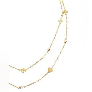 Tory Burch Kira Layered Necklace gold-tone, double-strand with charms